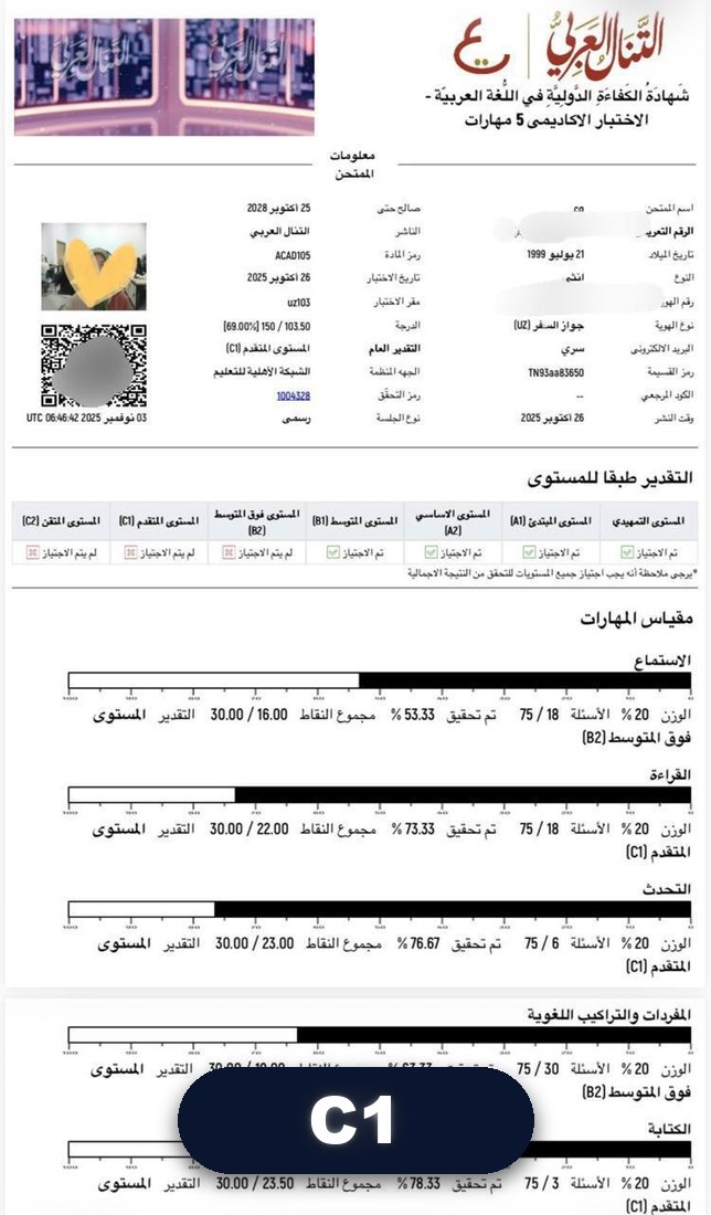 at-Tanall sertifikati · C1