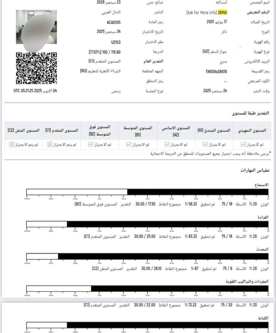 at-Tanall sertifikati · C1